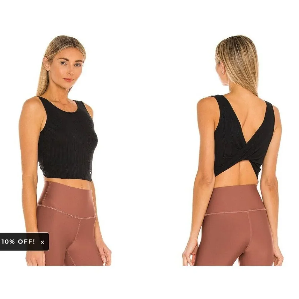 alo Swirl Two Way Cropped Reversible Tank Top in Chartreuse NWT XS